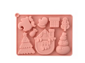 Molde silicona casita y 7 figuras Navidad